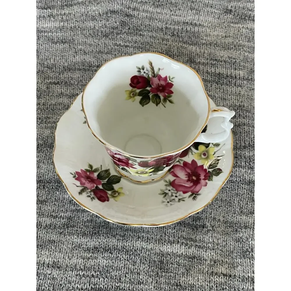 Royal Albert Bone China Teacup & Saucer Flowers Golden Trim